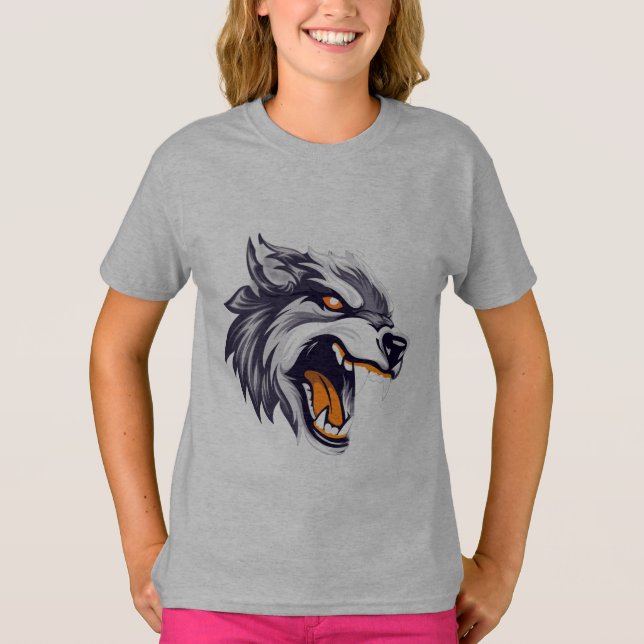 Fierce Wolf Girls' T-Shirt (Front)