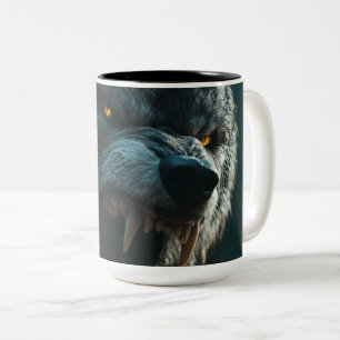 Fierce Wolf Guardian Two-Tone Coffee Mug