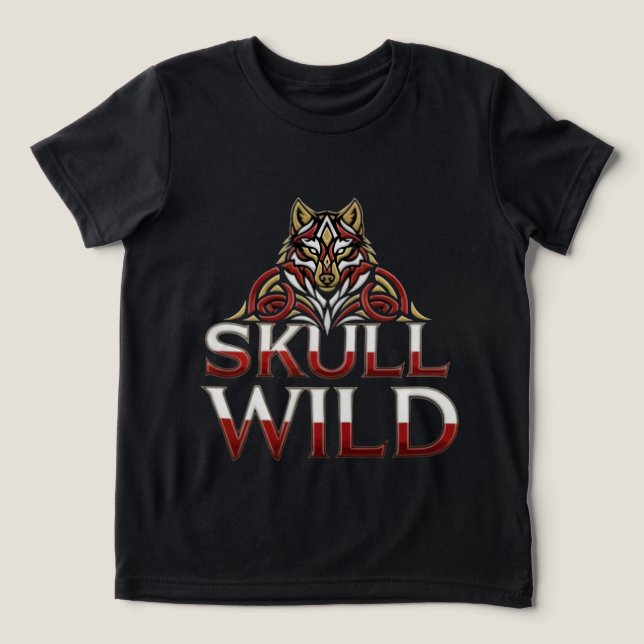 Fierce wolf head with celtic knotwork and skull wi Tri-Blend shirt (Design Front)