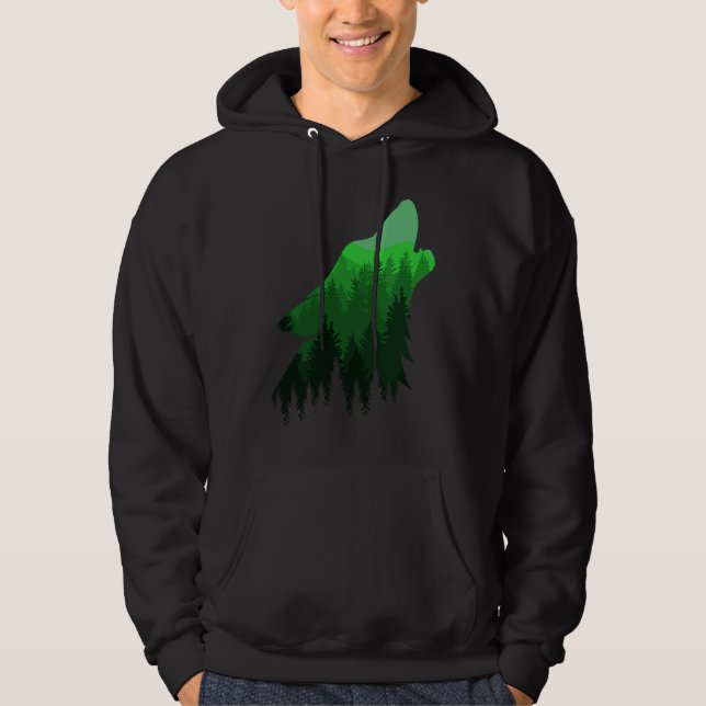 Fierce Wolf in the Forest Wilderness Style for Nat Hoodie (Front)