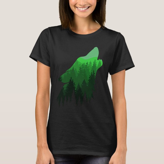 Fierce Wolf in the Forest Wilderness Style for Nat T-Shirt (Front)