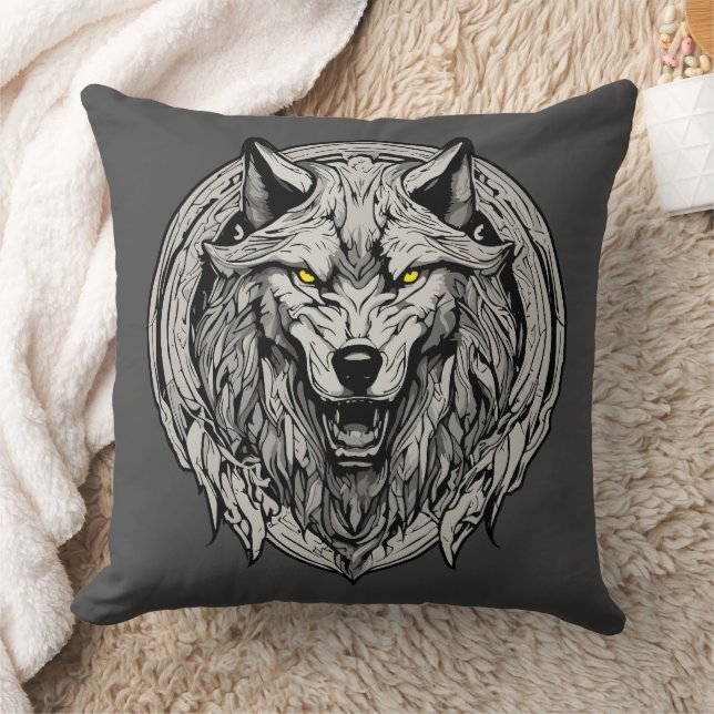 Fierce Wolf Mandala: Symbol of Strength Cushion (Blanket)