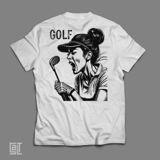 Fierce Yelling Female Golfer - Funny Intense Woman Tri-Blend Shirt
