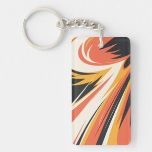 Fiery Abstract Explosion in Warm Tones Key Ring