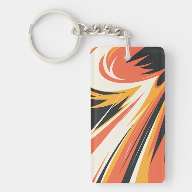 Fiery Abstract Explosion in Warm Tones Key Ring (Front)