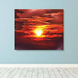 FIERY ABSTRACT SUNSET RED ORANGE CANVAS PRINT