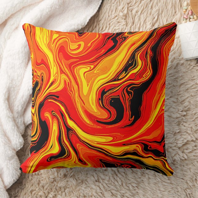 Fiery Abstract Swirls of Emotion Cushion (Blanket)