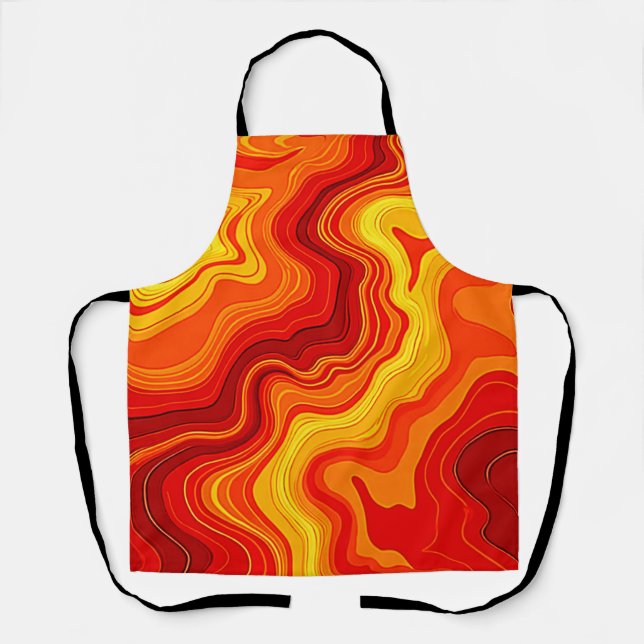 Fiery Abstract Topography Art Apron (Front)