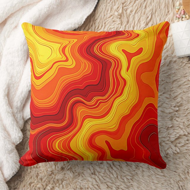 Fiery Abstract Topography Art Cushion (Blanket)