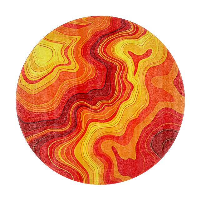 Fiery Abstract Topography Art Cutting Board (Front)