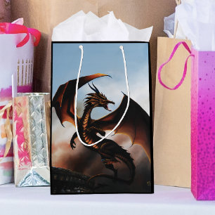 Fiery Amber Dragon Fantasy Medium Gift Bag