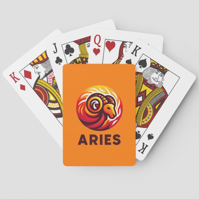 Fiery Aries Astrology Sign Playing Cards (Back)