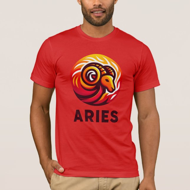 Fiery Aries Astrology Sign T-Shirt (Front)