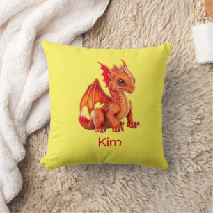 Fiery Baby Dragon Chinese New Year Throw Pillow