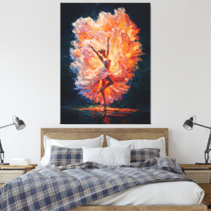 Fiery Ballerina Phoenix Rebirth Impasto  Canvas Print