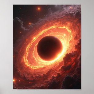 Fiery Black Hole Space Vortex Cosmic Event Art Poster