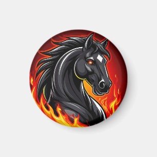 🐎 Fiery Black Horse Magnet Glowing Eyes Gift