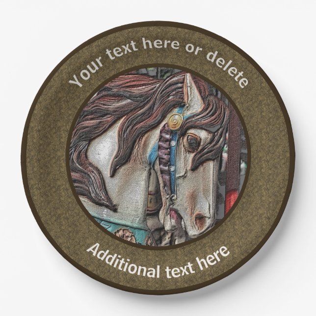 Fiery Carousel Horse Art Personalised Party  Paper Plate (Front)