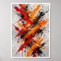Fiery Chaos - Bold Red Orange Black Splatter Abstr