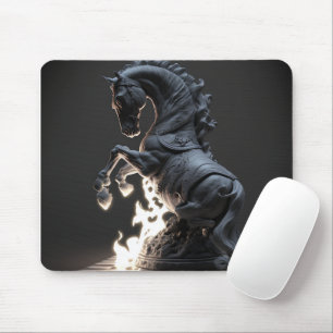 Fiery Chess Knight Mouse Pad