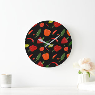 Fiery Chilli Pepper Home Decor Large Clock