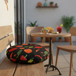 Fiery Chilli Pepper Home Decor Round Cushion