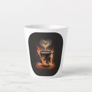 Fiery Christmas Coffee Cup with Heart Steam Art