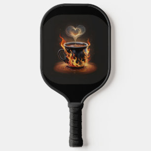 Fiery Christmas Coffee Cup with Heart Steam Art Pickleball Paddle