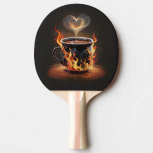 Fiery Christmas Coffee Cup with Heart Steam Art Ping Pong Paddle