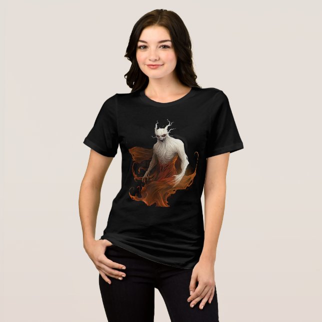 Fiery Clawed Wraith with Glowing Eyes Tri-Blend Shirt (Front Full)