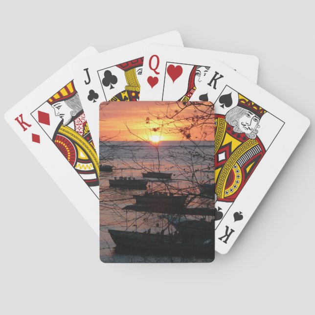 Fiery Costa Rican Sunset in Tamarindo Playing Cards (Back)