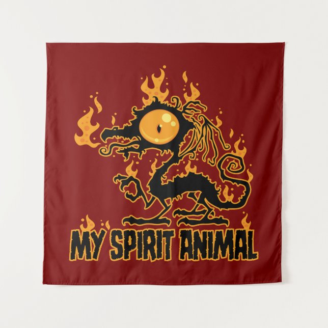 Fiery Crispy Dragon Spirit Animal Tapestry (Front)