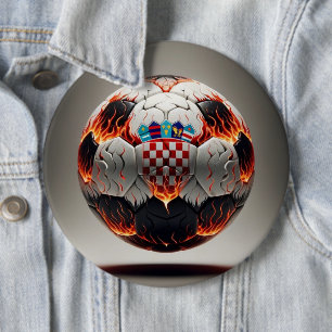 Fiery Croatian Soccer Ball 6 Cm Round Badge