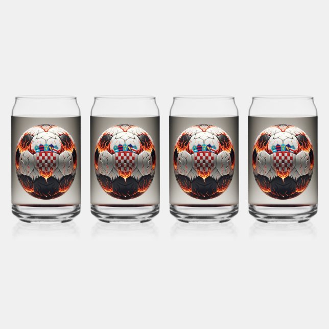 Fiery Croatian Soccer Ball   Can Glass (Front)