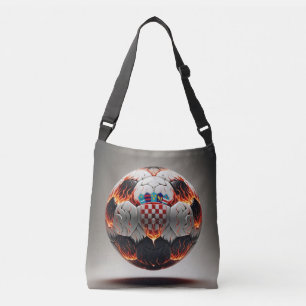 Fiery Croatian Soccer Ball Crossbody Bag