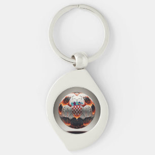 Fiery Croatian Soccer Ball   Key Ring
