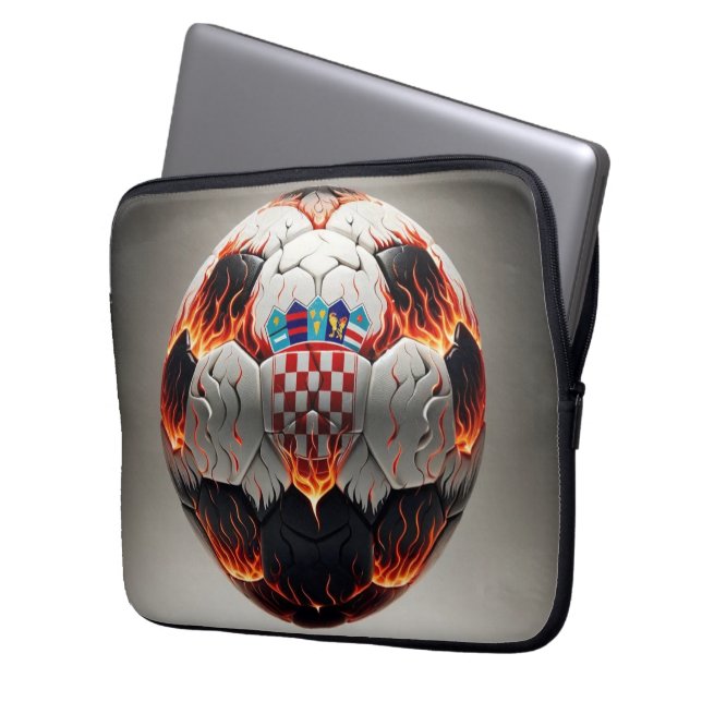Fiery Croatian Soccer Ball   Laptop Sleeve (Front Left)