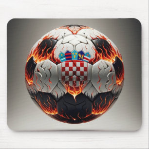 Fiery Croatian Soccer Ball Mouse Pad