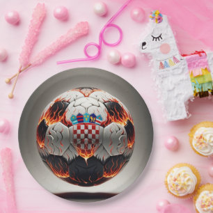 Fiery Croatian Soccer Ball   Paper Plate