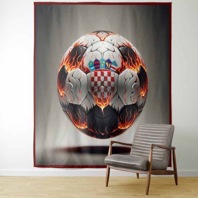 Fiery Croatian Soccer Ball   Tapestry (In Situ)