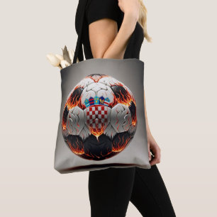 Fiery Croatian Soccer Ball   Tote Bag