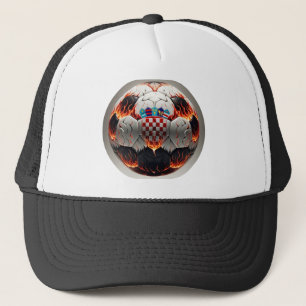 Fiery Croatian Soccer Ball   Trucker Hat