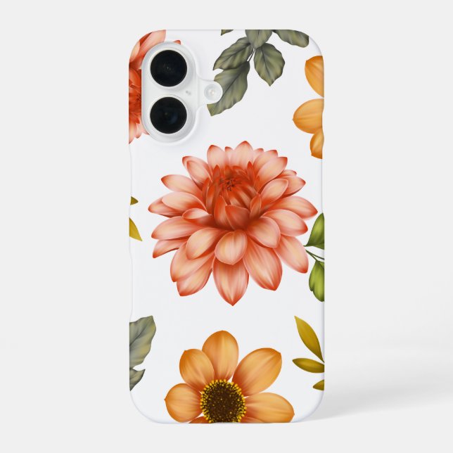 Fiery Dahlia Bloom  iPhone 16 Case (Back)