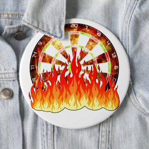 Fiery Dartboard Flames Art Design 6 Cm Round Badge