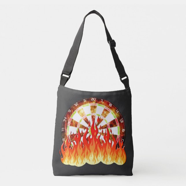Fiery Dartboard Flames Art Design Crossbody Bag (Front)