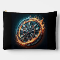 Fiery Dartboard with Bullseye Explosion