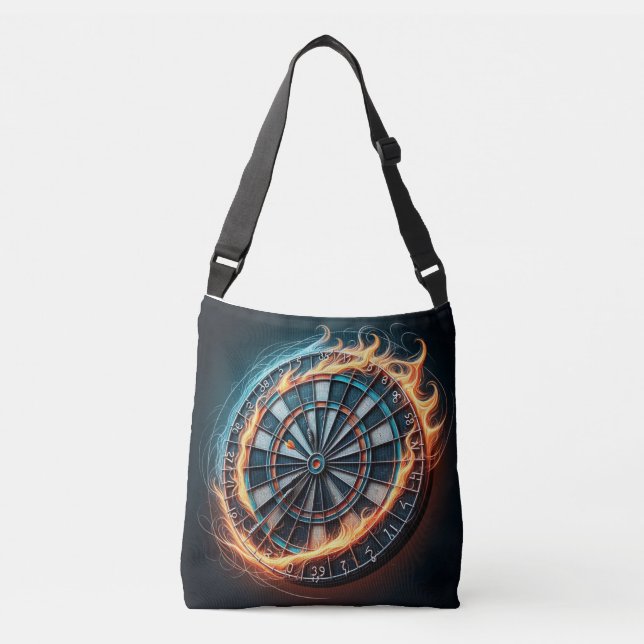 Fiery Dartboard with Bullseye Explosion  Crossbody Bag (Front)