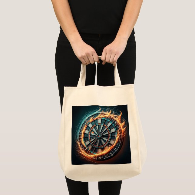 Fiery Dartboard with Bullseye Explosion  Tote Bag (Front (Product))