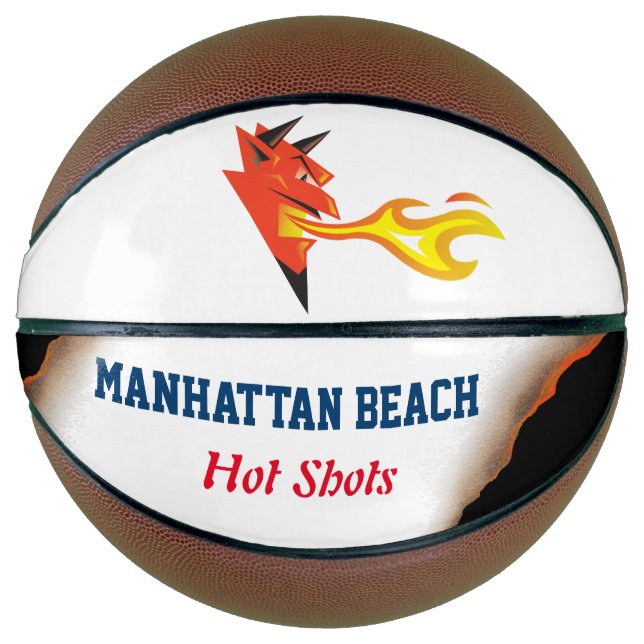 Fiery devil’s head flame throwing Hot Shots Basketball (Front)