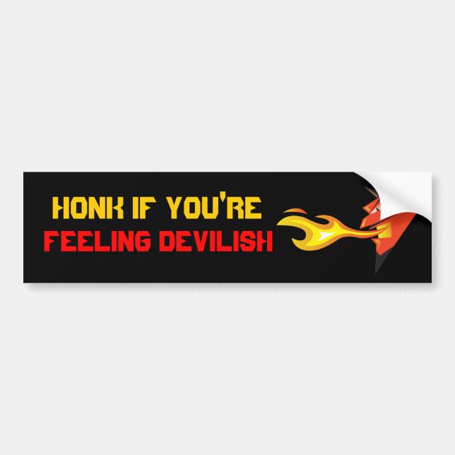Fiery Devil's Head "Feeling Devilish" Bumper Sticker (Front)